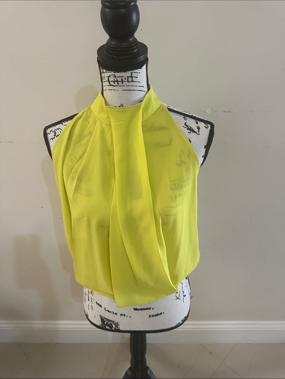 Fashion Nova Neon Yellow Halter Drape Top